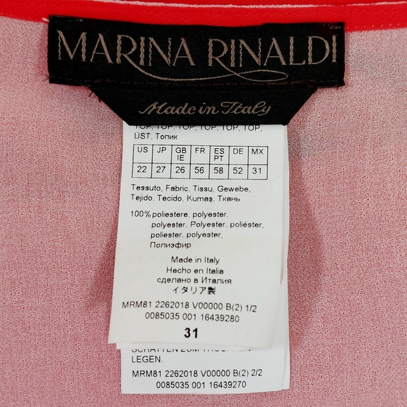 Marina Rinaldi red+white colorblock sleeveless chiffon tunic, us22, NWOT - Picture 4 of 5